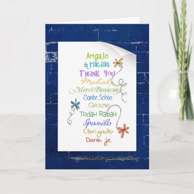 Thank You in foreign language on brick Card (Front)