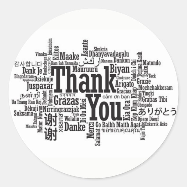 "THANK YOU IN MANY LANGUAGES" STICKER (Front)