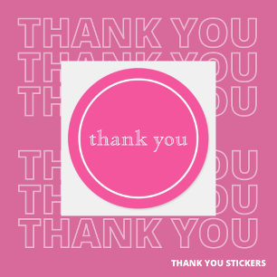thank you in pink classic round sticker