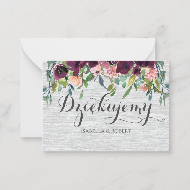 Thank you in Polish Dziękuję Many thanks Poland Card (Front)