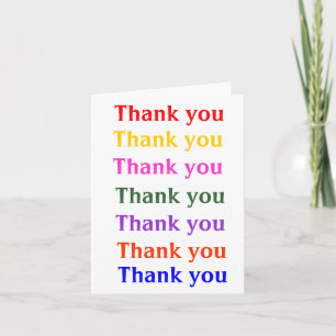 Thank you in rainbow colours card