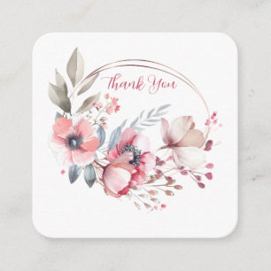 Thank You in Script Text, Floral, Your Message Enclosure Card