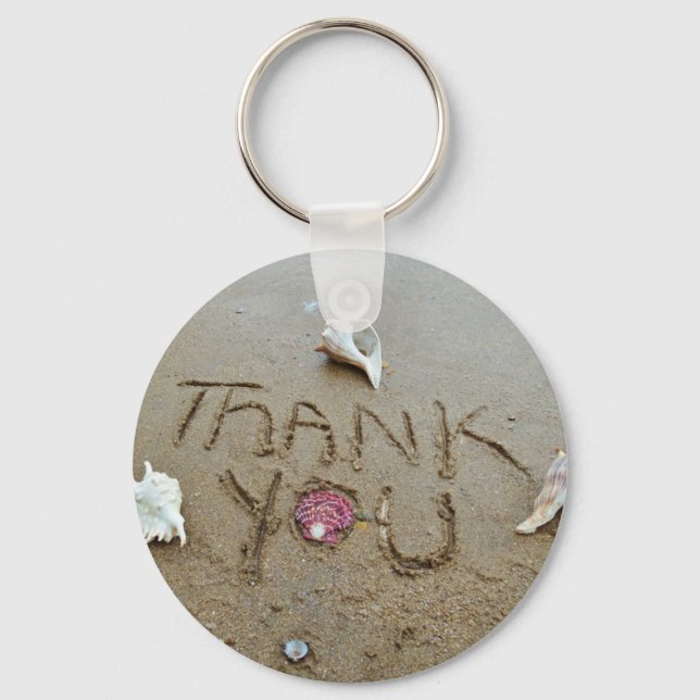 Thank you in the sand shells & beach key ring (Front)