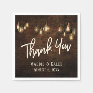 Thank You Industrial Bricks w/ Edison Lights Napkin