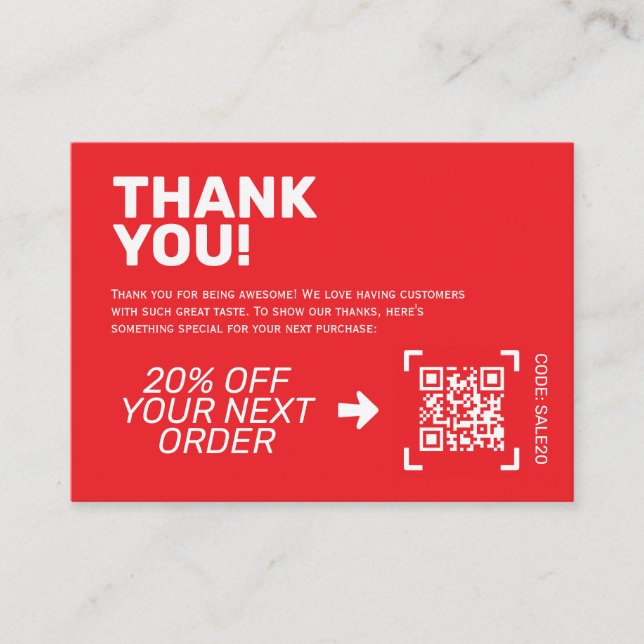 Thank You Insert Card | Discount Code (Front)