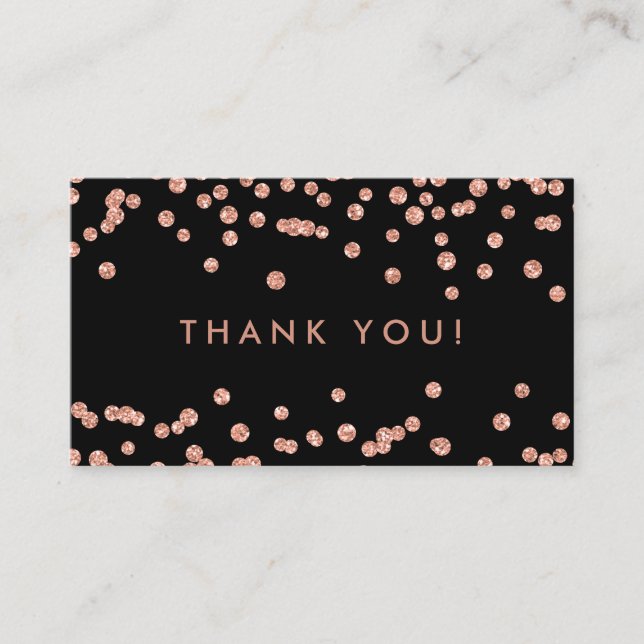 Thank You Insert Rose Gold Glitter Confetti Black (Front)