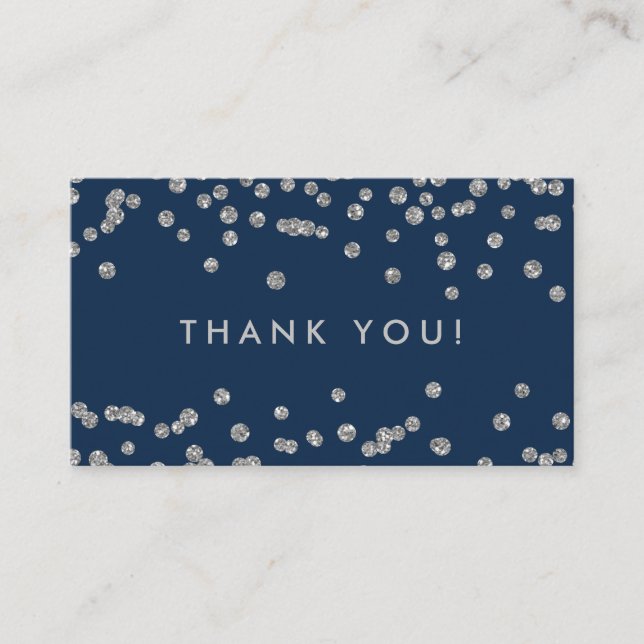 Thank You Insert Silver Glitter Confetti Navy Blue (Front)