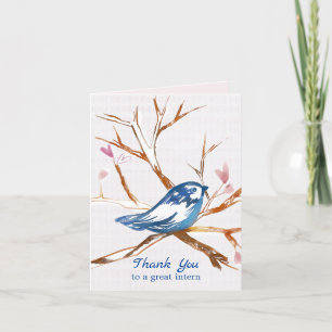 Thank You Intern Bluebird In A Tree Heart Leaves Card