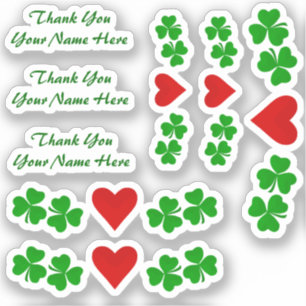 Thank You Irish Shamrock borders with red heart