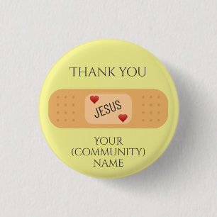 Thank you Jesus christ healer saviour yellow Butto 3 Cm Round Badge