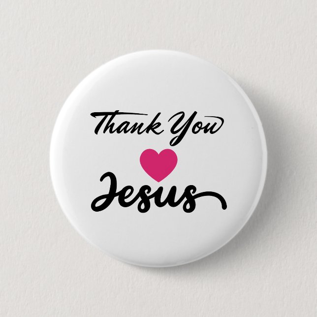Thank You Jesus | Modern Christian Faith Heart 6 Cm Round Badge (Front)