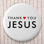 Thank You Jesus | Modern Christian Faith Heart 6 Cm Round Badge<br><div class="desc">Simple,  stylish christian "thank you Jesus" quote art design in a modern minimalist typography in off black with a cute red heart design. This trendy,  modern faith design is the perfect gift or accessory. #christian #religion #faith #bible #jesus #bethelight</div>