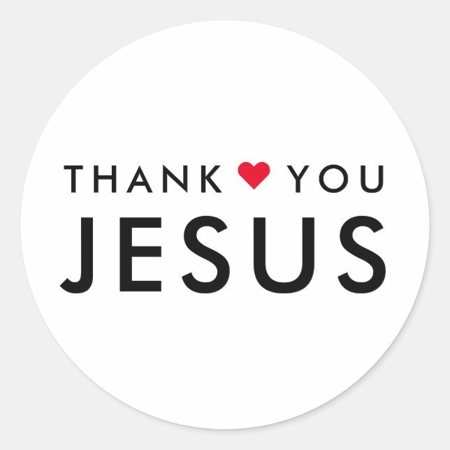 Thank You Jesus | Modern Christian Faith Heart Classic Round Sticker (Front)