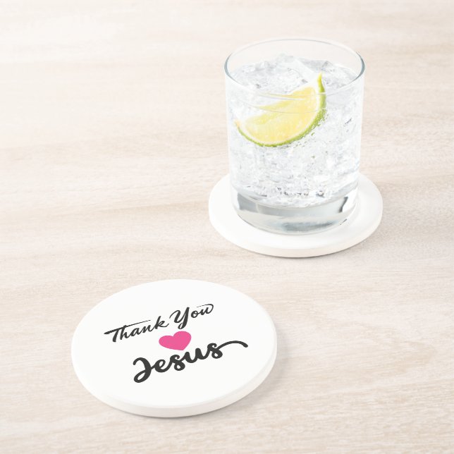 Thank You Jesus | Modern Christian Faith Heart Coaster (Side)