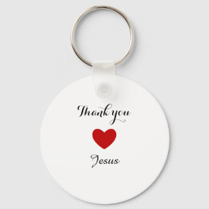 Thank You Jesus Modern Christian Faith Heart Key Ring