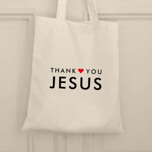Thank You Jesus Modern Christian Faith Heart Tote Bag
