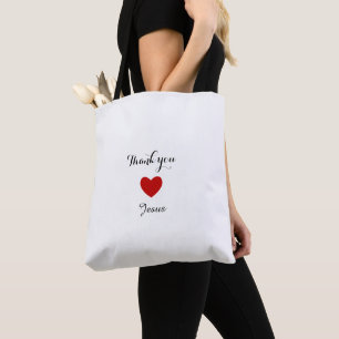 Thank You Jesus Modern Christian Faith Heart Tote Bag