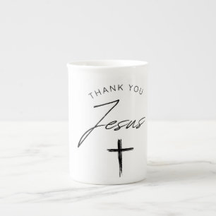 Thank you Jesus Mug, Bible Verse Christian Bible Bone China Mug