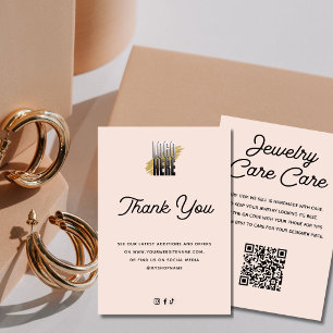 Thank You Jewellery Care Card Blush Pink