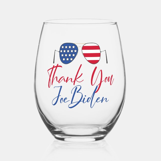 Thank You Joe Biden Commemorative Stemless Wine Glass (Front)