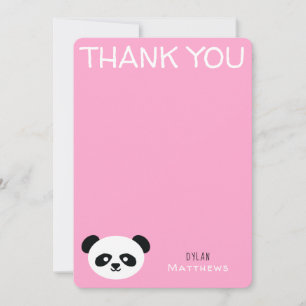 Thank You Kawaii Panda Bear Personalised Pink Card