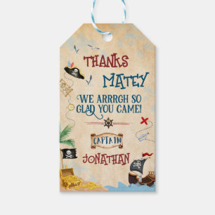 Thank you Kids pirate party Baby boy birthday Gift Tags