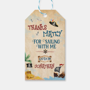 Thank you Kids pirate party Baby boy birthday Gift Tags