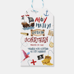 Thank you Kids pirate party Baby boy birthday Gift Tags