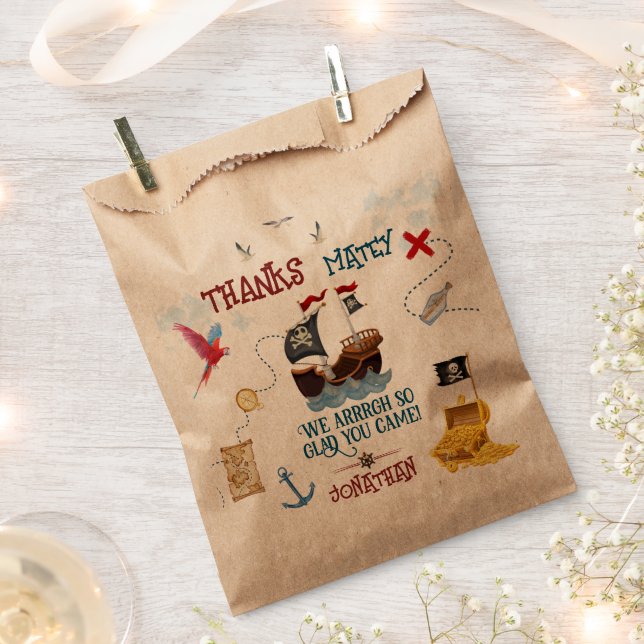 Thank you Kids pirate party Favour birthday Bags (Clipped)