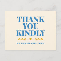 Thank You Kindly Elegant Appreciation Postcard