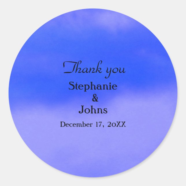 Thank You Label Deep Blue Cloud Abstract Wedding (Front)