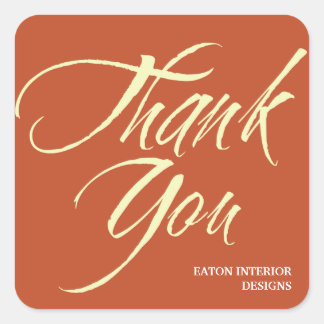 Thank You labels bold brush stroke brick red