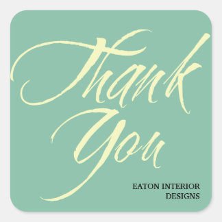 Thank You labels bold brush stroke teal green