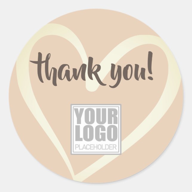 Thank You Labels Light Cream Beige Love Heart Logo (Front)