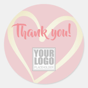 Thank You Labels Light Pink Rose Love Heart Logo