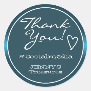 Thank You Labels Ombre Chrome Steel Blue Elegant