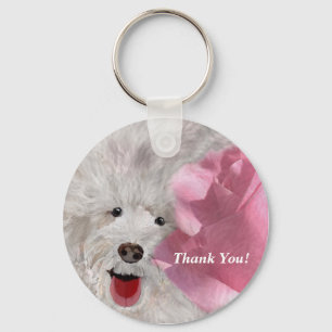 Thank You Labradoodle and Rose Key Ring