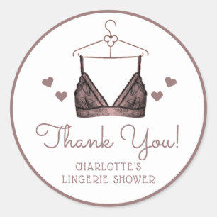 Thank You Lace Watercolor Lingerie Bridal Shower Classic Round Sticker