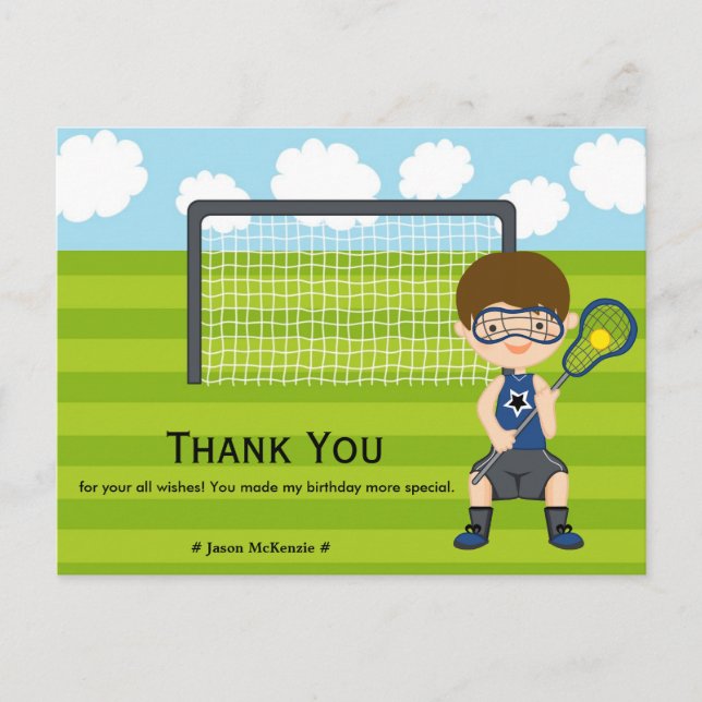 Thank You Lacrosse birthday Postcard (Front)
