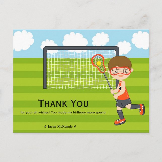 Thank You Lacrosse birthday Postcard (Front)