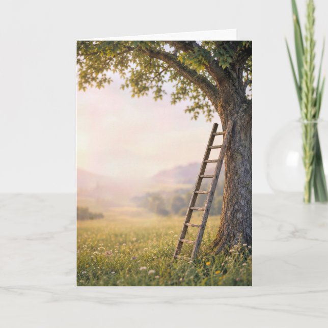 Thank You Ladder Leaning on a Tree Card (Front)