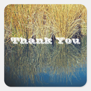 Thank You Lake Grass Relaxed Thanks For Anyone Square Sticker