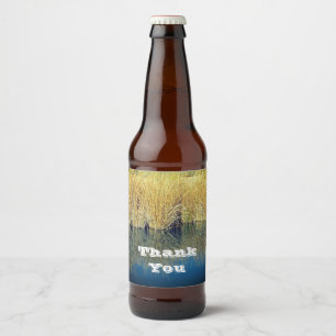 Thank You Lake Grass Water Reflection Appreciation Beer Bottle Label