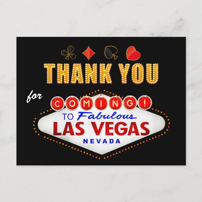 Thank You - Las Vegas Sign Fabulous Casino Night Postcard (Front)