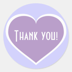 Thank You  Lavender Heart Classic Round Sticker