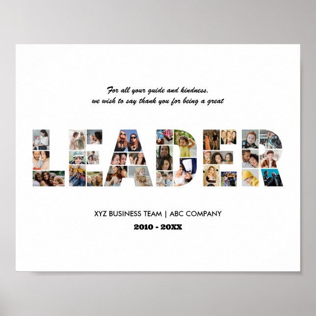 Thank You Leader Photo Collage Farewell Retirement Poster (Front)