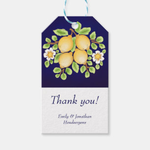 Thank you lemons blue yellow flowers gift tags