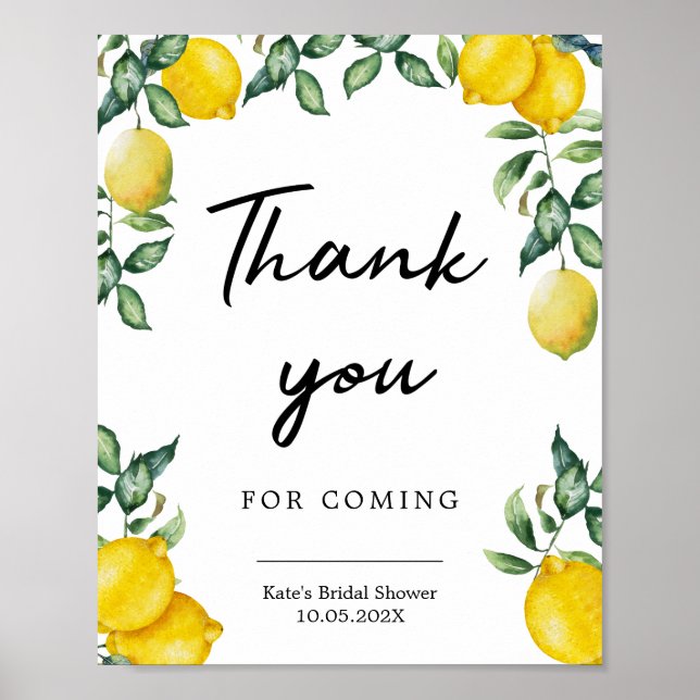Thank you Lemons party sign poster (Front)