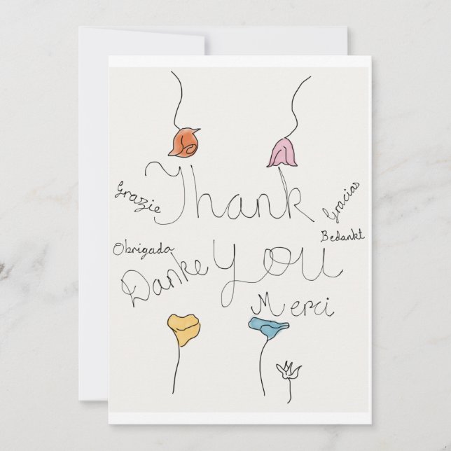 Thank you Letter in Different Languages  Card (Front)