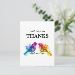 🌈Thank you  LGBTQ+  Rainbow Lovebirds Thank You Card